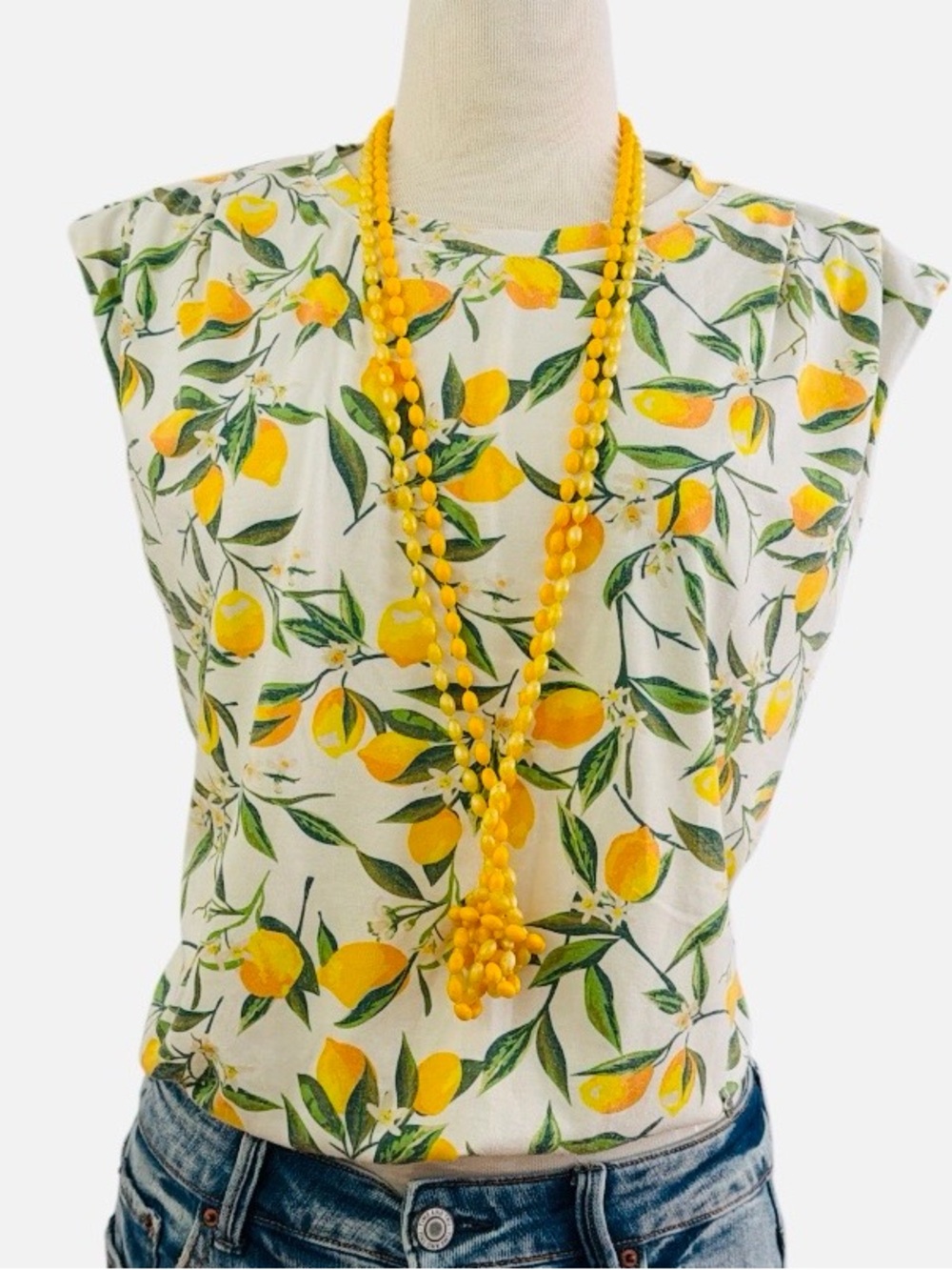 Marc New York White 🍋Lemon-Print Sleeveless Tank Top